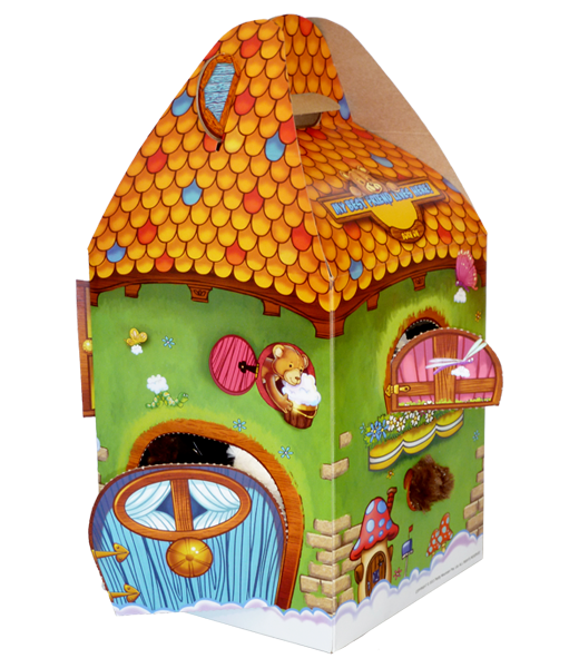 Cutie cadou cu mâner și ferestre perforate "Cottage" – 40 cm